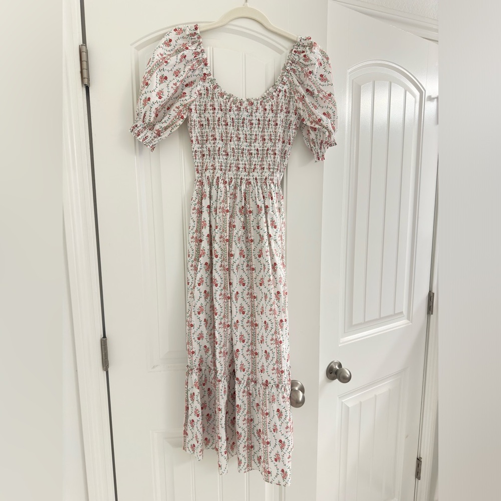Hill House Louisa Nap Dress pink vine stripe cotton